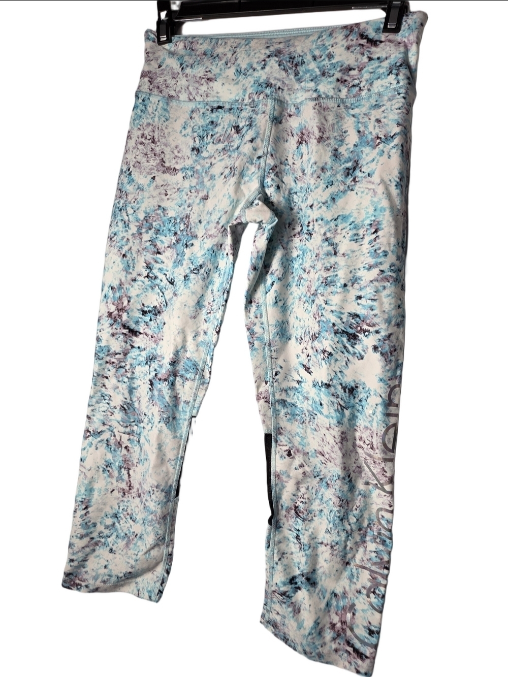 Calvin Klein Performance Women's Aqua and Lilac Marble Capri Leggings Small Yoga